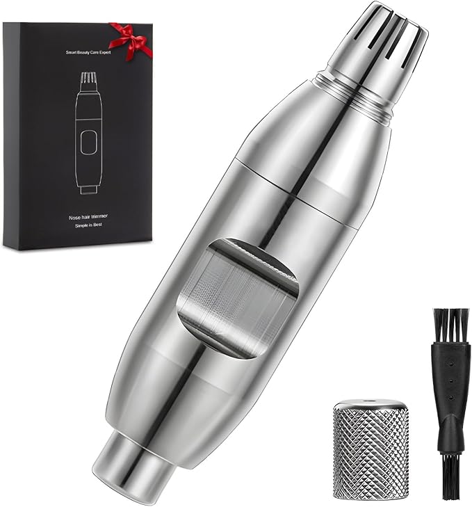 SUERBEATY Manual Nose Hair Trimmer for Men, Battery-Free, 304 Stainless Steel with R-Type Blades, Silent, Waterproof & Travel-Friendly, Painless Grooming for Daily/Office/Travel