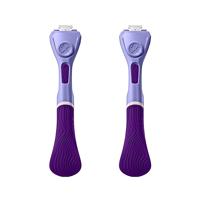 Dollar Shave Club for Women | Purple Wavy Grip Handle 2 Pack | Lightweight, Ergonomic Handles for Every Curve, Corner, and Tricky Spot | Razors for Women, Womens Razors for Shaving