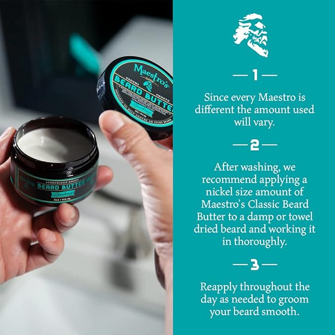 Maestro's Classic BEARD BUTTER | Anti-Itch, Extra Soothing, Hydrating Beard Creme For All Beard Types & Lengths- Speakeasy Blend, 4 Ounce