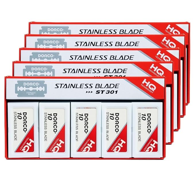 Dorco ST301 Platinum Extra Double Edge Razor Blades 500 Count, Razors for Men, Super Sharp for Smooth, Precise Shave, Stocking Stuffers