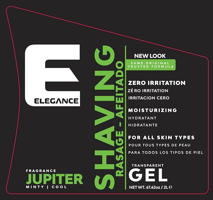 E Elegance Barber Accessories - Transparent Shaving Gel For Men Or Women, Minty/Cool Jupiter Fragrance - The Ultimate Shaving Solution For A Smooth, Irritation-Free Experience, 4.2 Pounds