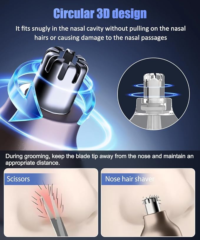 Nose Hair Trimmer for Men & Women, 2 in 1 Electric Nose and Ear Hair Trimmers Ear & Eyebrow Grooming Kit Face Clipper with Powerful Motor and Dual-Edge Blades Waterproof, Portable Travel Size (Blue)