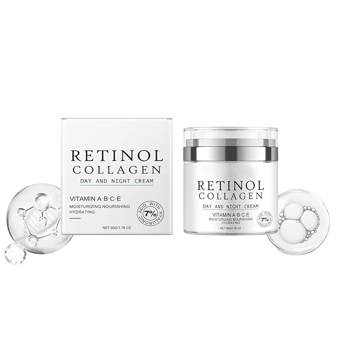 Retinol Collagen Anti-Aging Moisturizer, Hydrating Wrinkle Smoother with Vitamin C & E, Daily Facial & Neck Firming for Women & Men