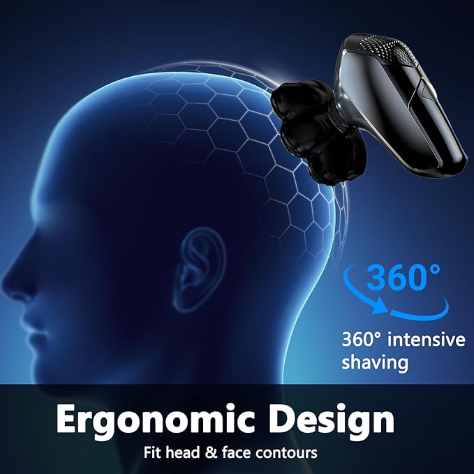Magnetic 7D Head Shaver Replacement for Bald Men, Universal 7 Blades Floating Head for Electric Rotary Shaver, Razor Head with Brush Accessories
