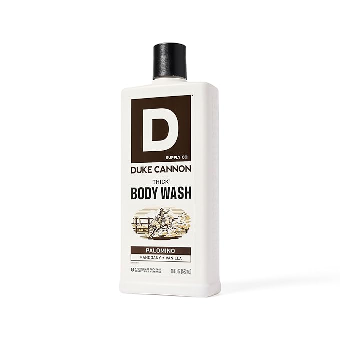 Duke Cannon Supply Co. Thick High Viscosity Body Wash – 3X Thicker, Cleansing Shower and Bath Gel, Mineral-Enriched for Men – Shower Gel – Men’s Body Scrub – Palomino 3 pack –18 oz