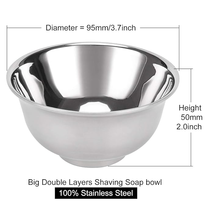 Deluxe Shaving Razor & Brush Stand with Double Layer Stainless Steel Soap Bowl Set,Compatible with Cartridge Razor,Gillette Razor,Safety Razor,Badger Shaving Brush,Gifts for Him