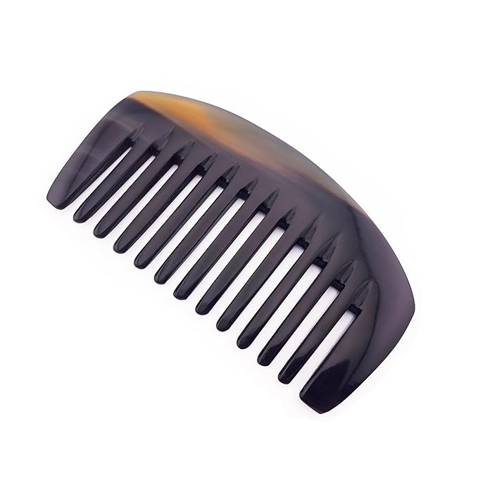 Buffalo Horn Comb – Natural Antistatic Hair and Beard Brush for Men and Women – Handmade Cow Horn Comb for Hair Care (3.55" wide tooth handleless)