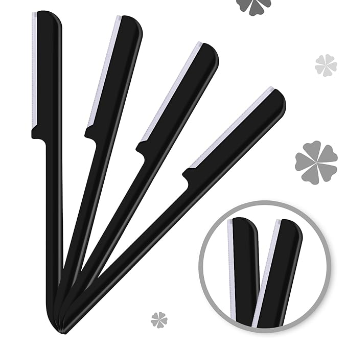 10 Pieces Eyebrow Razor for Women Facial Shaver Razor Brow Shaper Eyebrow Trimmer Dermaplaner Shaping Tool with Cover (Black)