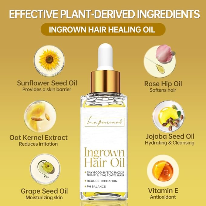 LA.PERSONAL Ingrown Hair Treatment, Razor Bump Treatment for Men and Women, Razor Bump and Burn Remover Ingrown Hair Oil for Bikini Area, Legs and Underarm Area After Shave 40 ML/1.4 FL OZ