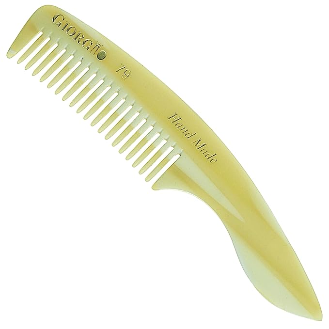 Giorgio G79 Travel Size Mustache and Beard Comb for Men - Small Fine Tooth Pocket Combs for Everyday Hair Care - Sawcut and Hand Polished Pocket and Styling Comb - Handmade Ivory