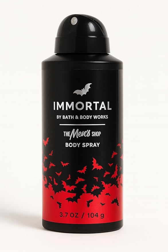 Bath & Body Works Immortal Body Spray 3.7 fl oz – Black Plum, Sueded Saffron & Haunted Woods – Men’s Long-Lasting Mist