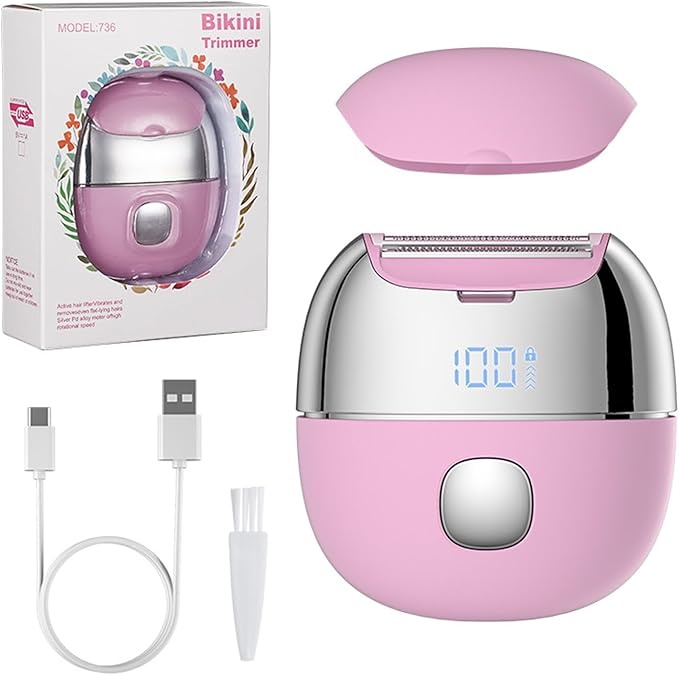 Bikini Trimmer for Women, Pain-Free Intimate Area Hair Removal Device | IPX6 Full‑Body Washable USB-C Rechargeable,Replaceable Blade| Electric Razors for Women, Electric Lady Shaver