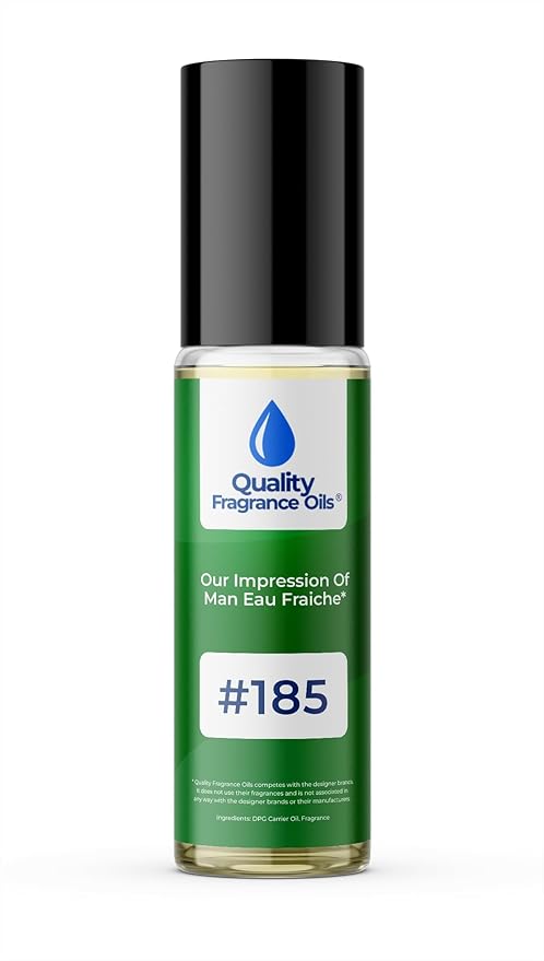 Quality Fragrance Oils' Man Eau Fraiche Impression #185 | Long-Lasting Perfume Oil, Alcohol-Free, Strong Scent, 10ml Roll-On | Affordable Alternative to Designer Fragrances