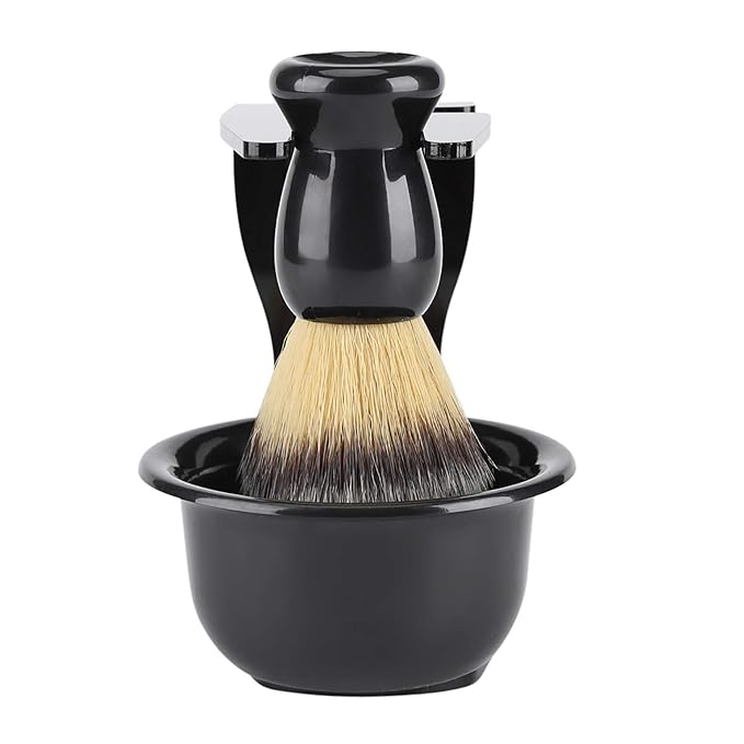Shaving Brush Set, 3 in 1 Men Hair Shave Brushes Bowl Stand Shaving Cream Soap Razor Holder Mug Kit Soft Nylon Cleaning Tool for Wet Father Husband Boyfriend Birthday Dad Valentines Day Gifts Women