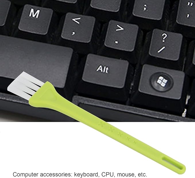 WNSC Electric Shaver Cleaning Brushes, 6pcs, Green Handle, White Nylon Bristles, PP Material, Ergonomic Long Handle, Hanging Hole Design