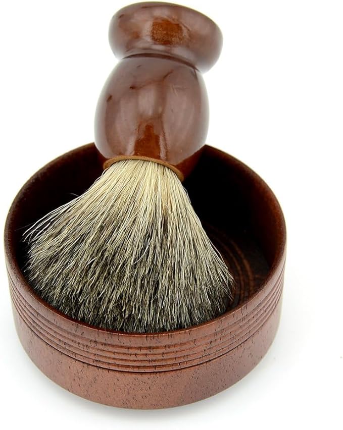 Pure Badger Hair Shaving Brush Natural Wood Mug Bowl Hand-Made Soap Barber Set