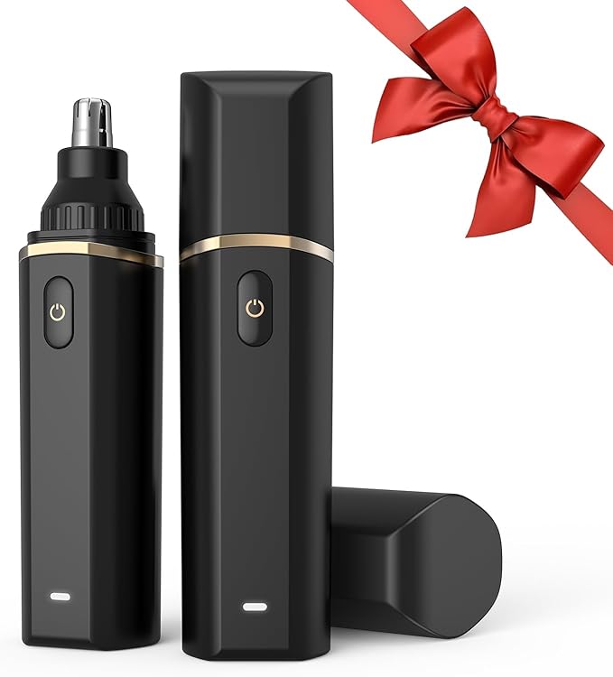 Nose Hair Trimmer for Men & Women, Type-C Rechargeable Nose Hair and Eyebrow Trimmer, Professional Painless, Powerful Motor and Dual-Edge Blades for Smoother Cutting, Black 1PC