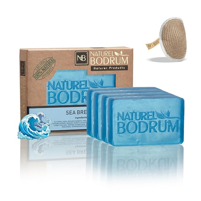 Sea Breeze Organic Soap Bar for Women and Men, Pack of 4 Glycerin Soap Bars - Detoxifying Mineral-Rich Facial & Body Bar Soap with Natural Glycerin - Natural & Vegan Spa Gift, for All Skin Types