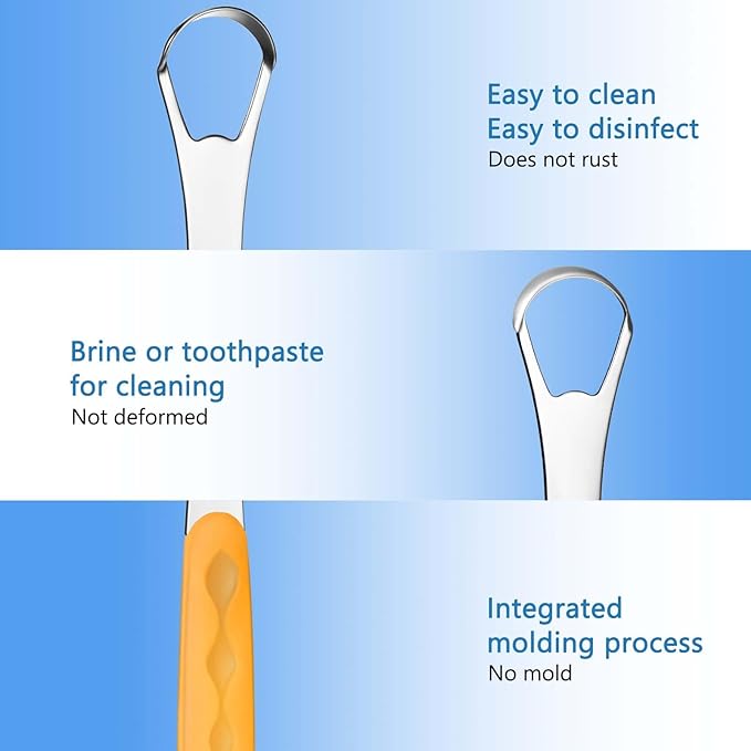 4 Pcs Tongue Scraper Cleaner Adults and Kids Stainless Steel Tongue Brush Metal Scraper Reduce Bad Breath with Travel Cases for Men Women Oral Mouth(Orange, Green, Black and Purple)