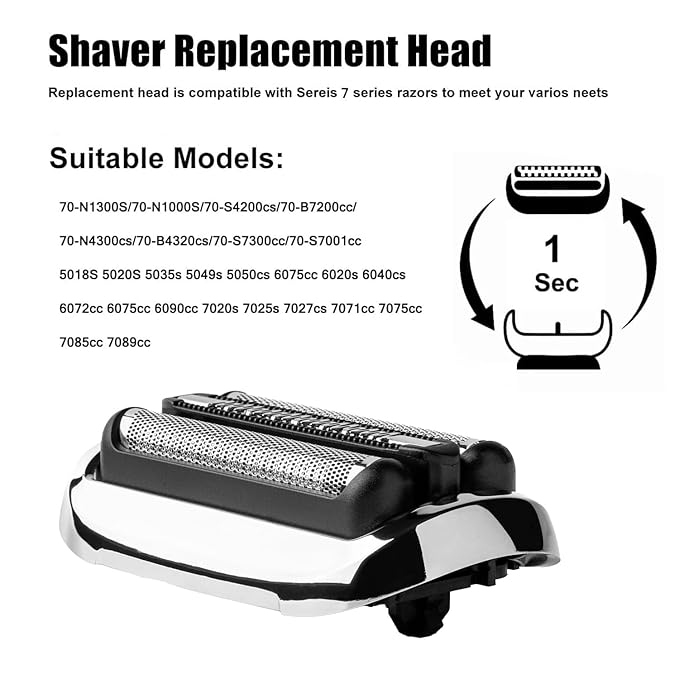 73S-Series 7 Replacement Foil & Blades Compatible with Braun S7 Replacement Head,73S Replacement Shaver Heads for Braun Series 7 360 Electric Razors Shaver 5764 7020s 7025s 7085cc 7027cs 7071cc 7075cc