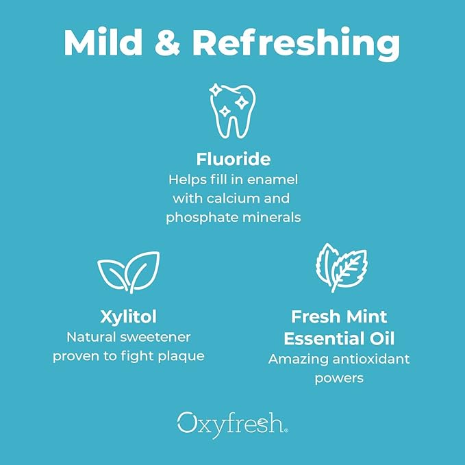 Oxyfresh Cavity Protection Fluoride Mouthwash – Anticavity Mouthwash for Sensitive Teeth, Non - Staining, Alcohol Free, Lasting Fresh Breath - 16 fl Oz