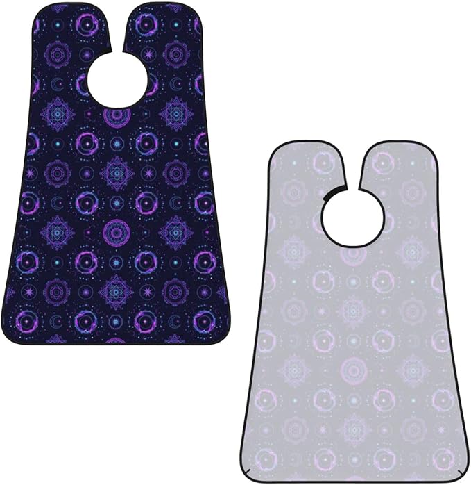 Professional Beard Bib, Non-Stick Hair Catcher Apron Waterproof, Shaving Grooming Essential for Men Dad, Sacred Geometric Symbols Sun Moon Trippy Purple Shave Bib