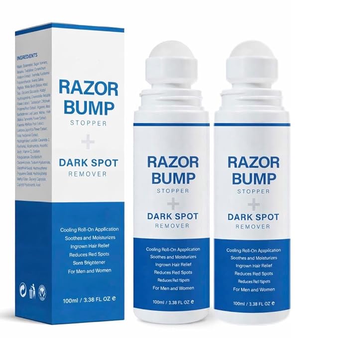 Razor Bump Stopper with Ingrown Hair Treatment: Razor Bumps Treatment for Men and Women, After Shave Solution for Ingrown Hairs and Razor Burns, Roll on Applicator - 3.38 Fl Oz (Pack of 2)