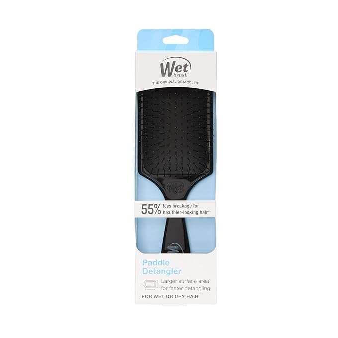 Wet Brush Paddle Detangler Hair Brush, Black, Ultra-Soft IntelliFlex Bristles with AquaVent Design, Great For Treatment & Mask Application, Women, Men, Wet, Dry and Damaged Hair