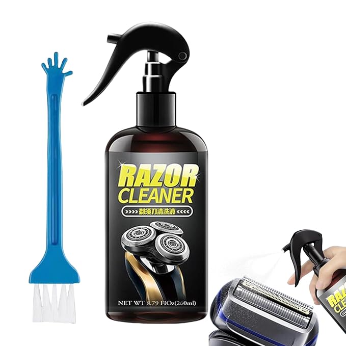 Razor Cleaner - 260ml Trimmer Cleaning Spray, Rust Prevention, Lubricating Oil, Odor Eliminators | Electric Razor Cleaner Spray for Home Barber Grooming Tools Hair Clippers Maintenance Hygiene Profess