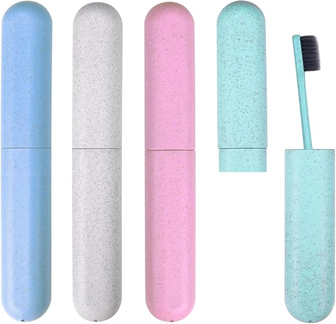 4-Pack Toothbrush Travel Case, Plastic Dustproof Breathable Travel Toothbrush Holders for Home, Travel, Business, Camping, School, Portable Travel Toothbrush Containers