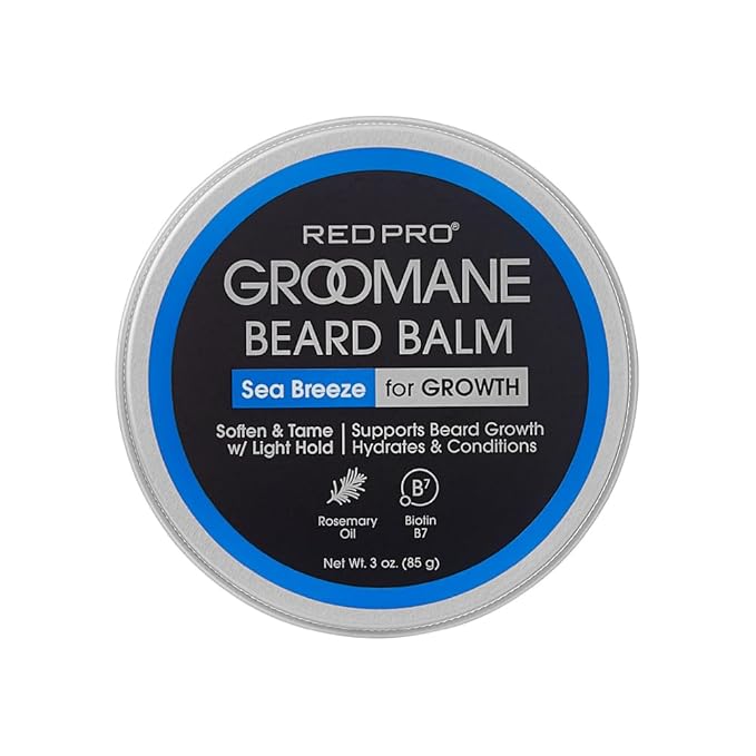 Red by Kiss Groomane Beard Balm, Soften & Tame, Light Hold, Promotes Full, Healthy Look Beard Strengthen Facial Hair, Reduce Breakage
