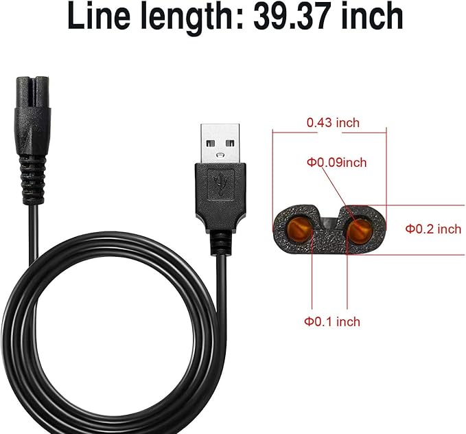 Universal Head Shaver Power Charger Cord Compatible with Skull SHAER FreedomShaver and Some Brands., Head Shaver Charger Cord for Many Brands