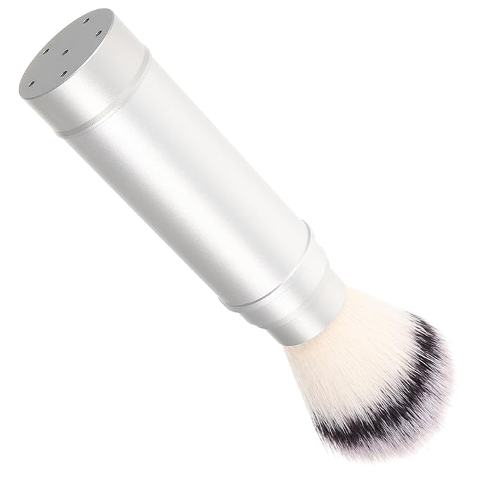 Healifty Men’s Shaving Brush with Nylon Bristles Portable Travel Beard Brush Metal Handle for Shaving Beard and Mustache Care