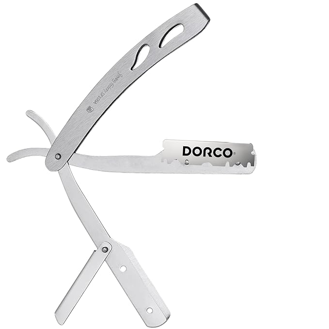 The Shave Factory Straight Edge Razor Kit - with Single Stainless Steel razors (Stell + Blue)