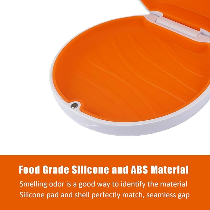 2PCS Retainer Case Compatible with Invisalign,Cute Slim Aligner Case,Customized Magnetic Closure Orthodontic Retainer Cases (2 Pack White+ Orange Silicone)