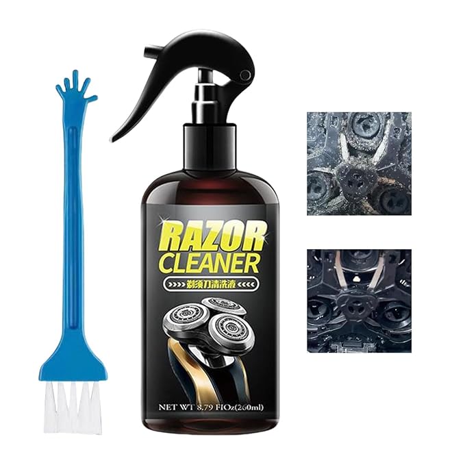 Foaming Shaver Cleaner, Electric Razor Spray Solution, 250ml Spray Bottle with Rust Prevention, Odorless Cleaning, Trimmer Maintenance Sprayer with Quick Dry, Grooming Care Kit for Home Use