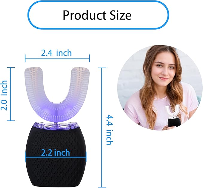 Ultrasonic Toothbrush for Adults - Automatic Electric Toothbrush Rechargeable Portable 30'' Automatic Timer Wireless Charging Washable Travel Home Dual-use (Black)