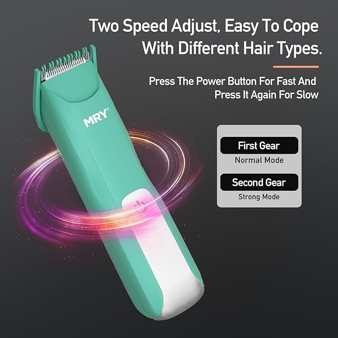 MRY Groin Trimmer for Men & Women - Ipx6 Waterproof USB Charging Trimmer with Light & Ceramic Blade for Pubic/Body/Groin Grooming/Face/Legs/Facial (Green Color)