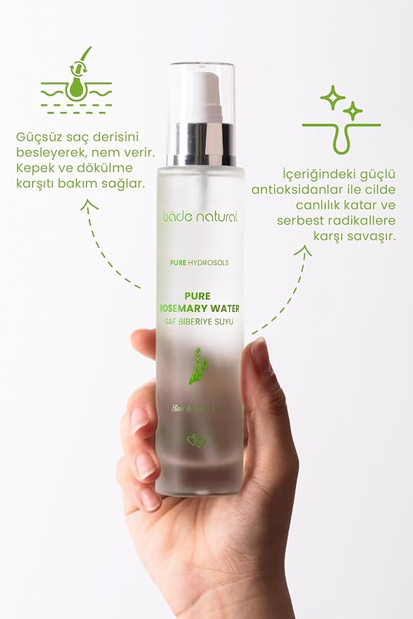 Bade Natural 100% Pure Rosemary Water Hair Growth Tonic – Natural Hair Loss Treatment & Scalp Tonic – Strengthens, Nourishes & Supports Healthy Hair – Vegan & Alcohol-Free – 3.4 oz