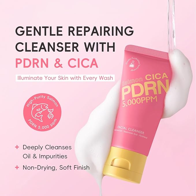 PDRN Facial Cleanser,Hydrating Face Wash with Hyaluronic Acid & Soft Creamy Foam,Gently Cleanses Pores,Removes Oil & Impurities Without Dryness or Tightness | For a Balanced,Nourished Feel /2PCS