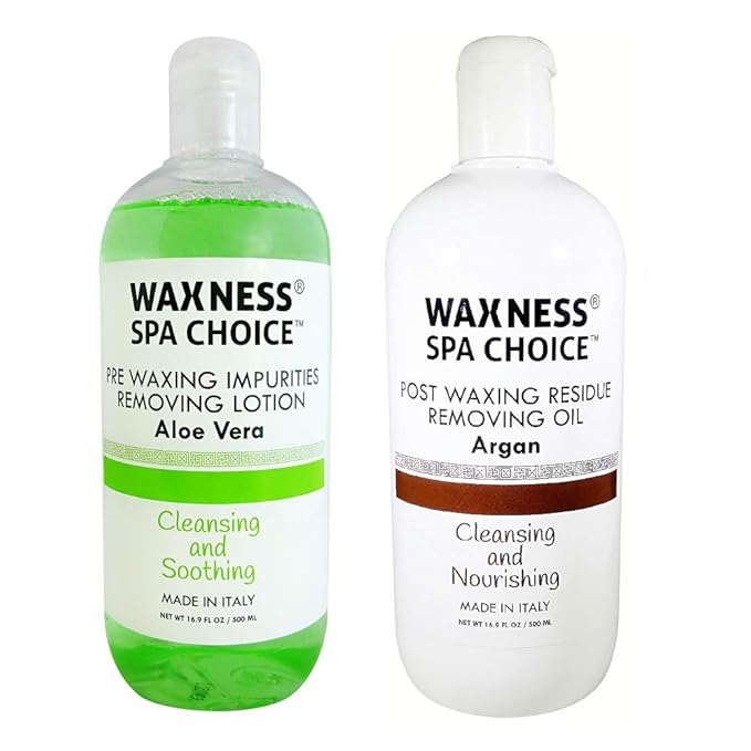 Waxness Spa Choice Pre Post Waxing Lotion Aloe Vera and Argan Oil 2 X 16.9 fl oz / 500 ml
