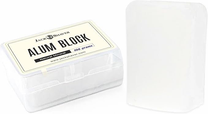 Jack Shaver® Natural Alum Block in Plastic Case (107 g./3.7 oz.) Aftershave Blood Stopper Antiseptic Astringent Soothing Solution for Shaving Razor Burn Relief