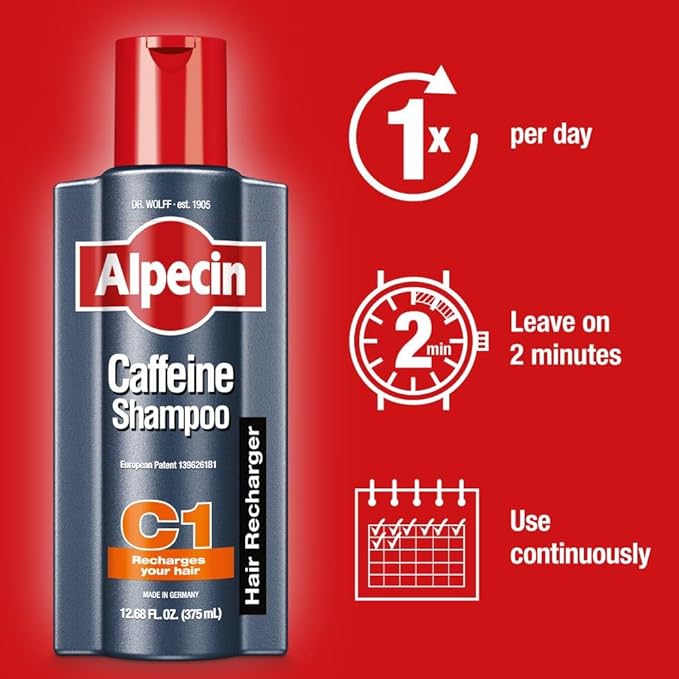 Alpecin C1 Caffeine Shampoo 12.68 fl oz I Hair Performance Enhancer I Promotes Natural Hair Growth and Thickness I Energizes Scalp