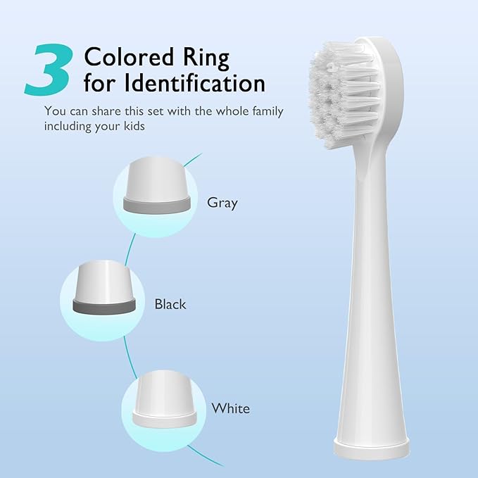 Replacement Brush Heads for Waterpik Sonic Fusion 2.0 - Flossing Toothbrush Head for Water pik with Color-Coded Rings & Hygienic Caps - 3 Pack White Soft Bristles - Compact Size