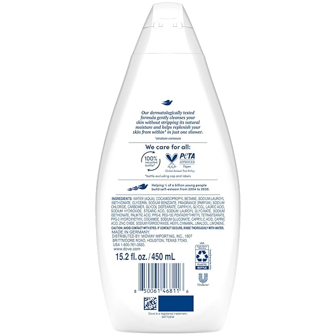 Dove Body Wash, Hydrate 4-Pack – Moisturizing Cleanser for Smooth, Soft Skin, 15.2 Oz Ea