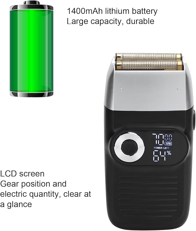 , Double Foil Rechargeable Electric Electric Shavers for Men, Low Noise Powerful Electric Foil and Bald Shavers Beard Trimmer for Close, Smooth Shaving