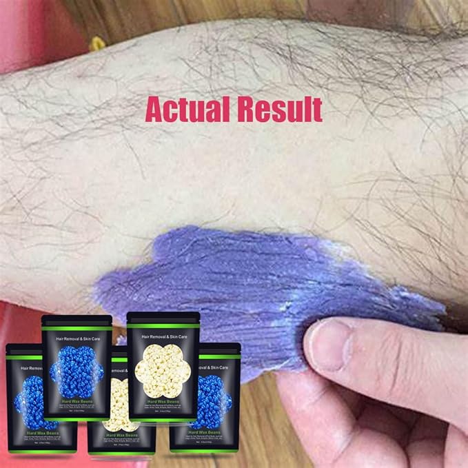 Wax Beads for Hair Removal 1.1 lb (17.6 oz), Hard Wax Beads for Sensitive Skin - Brazilian, Face, Bikini, Legs, Eyebrow, Painless Waxing Beads Kit for Women Men, 5 Packs with 10 Wax Sticks
