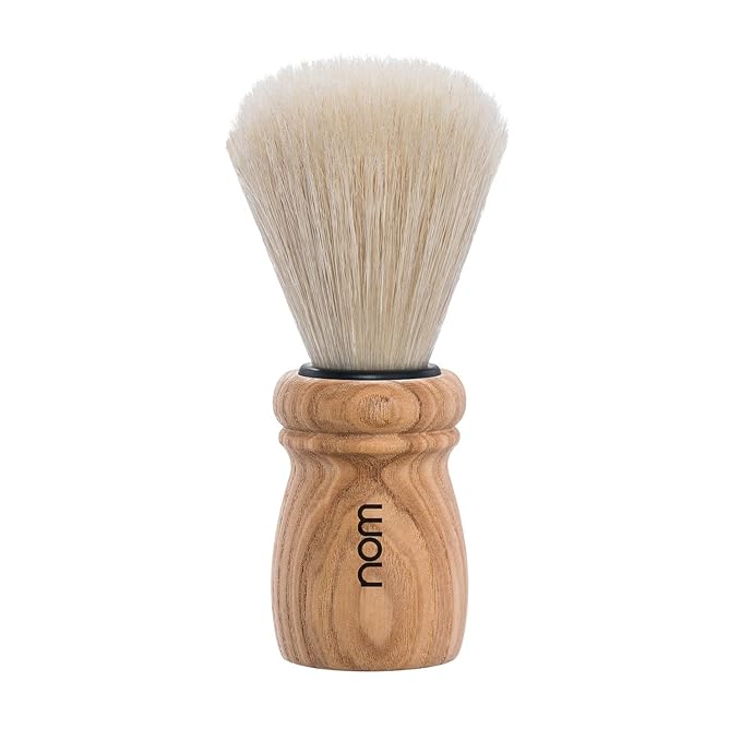 NOM Alfred Shaving Brush | Natural Bristle Shave Brush for Shaving soaps and creams | Exfoliating Shaving Brush | Pure Ash handle