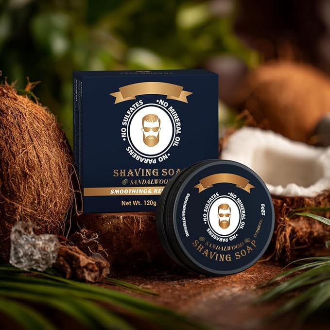 Shaving Soap for Men, Hydrating Shave Soap, Shave Bar for Soft, Smooth Skin, Sandalwood