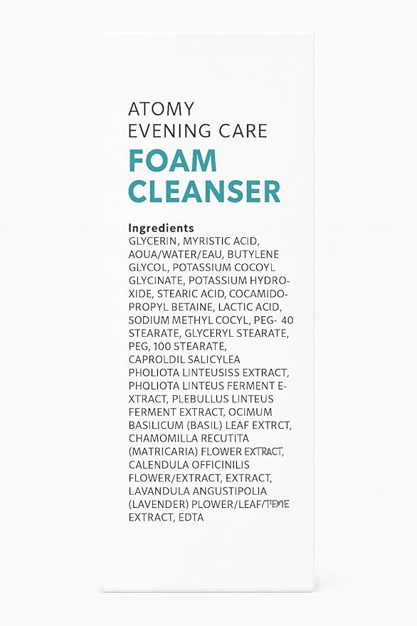 A.T.O.M.Y Evening Care Foam Cleanser, Moisturizing Face Wash with Natural Extracts, 5.1 Fl Oz